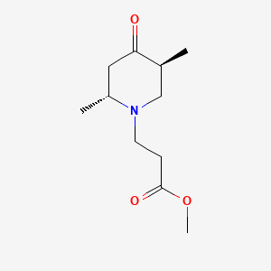 molecular formula C11H19NO3 B12756863 1-Piperidinepropanoic acid, 2,5-dimethyl-4-oxo-, methyl ester, trans- CAS No. 110998-16-8