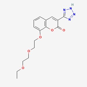 molecular formula C16H18N4O5 B12756871 2H-1-Benzopyran-2-one, 8-(2-(2-ethoxyethoxy)ethoxy)-3-(1H-tetrazol-5-yl)- CAS No. 80916-89-8