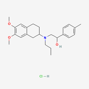 molecular formula C24H34ClNO3 B12756877 Benzenemethanol, 4-methyl-alpha-((propyl(1,2,3,4-tetrahydro-6,7-dimethoxy-2-naphthalenyl)amino)methyl)-, hydrochloride CAS No. 116680-68-3