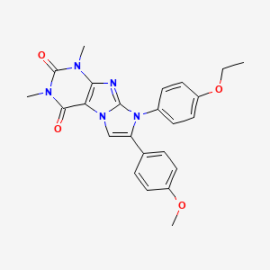 molecular formula C24H23N5O4 B12756905 1H-Imidazo(2,1-f)purine-2,4(3H,8H)-dione, 1,3-dimethyl-8-(4-ethoxyphenyl)-7-(4-methoxyphenyl)- CAS No. 96885-24-4