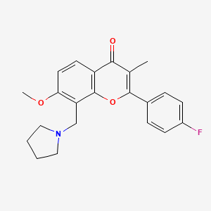 molecular formula C22H22FNO3 B12756954 4'-Fluoro-7-methoxy-3-methyl-8-(1-pyrrolidinylmethyl)flavone CAS No. 86073-57-6