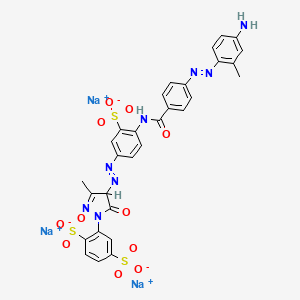 molecular formula C30H23N8Na3O11S3 B12757013 Trisodium 2-(4-((4-((4-((4-amino-2-methylphenyl)azo)benzoyl)amino)-3-sulphonatophenyl)azo)-4,5-dihydro-3-methyl-5-oxo-1H-pyrazol-1-yl)benzene-1,4-disulphonate CAS No. 94200-35-8