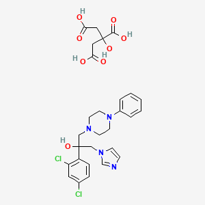 molecular formula C28H32Cl2N4O8 B12757040 2-(2,4-Dichlorophenyl)-1-(imidazol-1-yl)-3-(N-phenylpiperazino)-2-propanol citrate CAS No. 83338-52-7