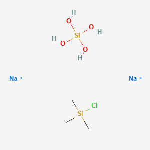 molecular formula C3H13ClNa2O4Si2+2 B12757077 Disodium;chloro(trimethyl)silane;silicic acid 