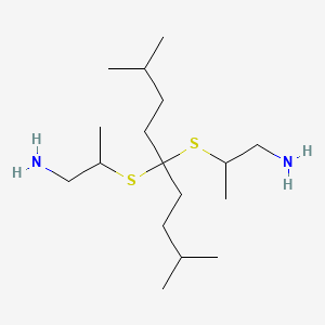 molecular formula C17H38N2S2 B12757192 1-Propanamine, 2,2'-((4-methyl-1-(3-methylbutyl)pentylidene)bis(thio))bis- CAS No. 91486-00-9