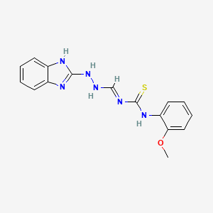 molecular formula C16H16N6OS B12757250 Urea, 1-((2-benzimidazolyl)amidino)-3-(o-methoxyphenyl)-2-thio- CAS No. 113367-95-6