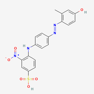 molecular formula C19H16N4O6S B12757258 Benzenesulfonic acid, 4-[[4-[2-(4-hydroxy-2-methylphenyl)diazenyl]phenyl]amino]-3-nitro- CAS No. 38455-53-7