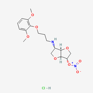 molecular formula C17H25ClN2O8 B12757264 [(3S,3aR,6S,6aS)-3-[3-(2,6-dimethoxyphenoxy)propylamino]-2,3,3a,5,6,6a-hexahydrofuro[3,2-b]furan-6-yl] nitrate;hydrochloride CAS No. 81785-41-3