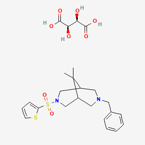 molecular formula C24H32N2O8S2 B12757296 7-Benzyl-3-((thienyl-2-yl)sulfonyl)-9,9-dimethyl-3,7-diazabicyclo(3.3.1)nonane tartrate CAS No. 120466-49-1