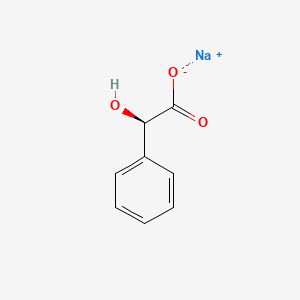 molecular formula C8H7NaO3 B12757390 Benzeneacetic acid, alpha-hydroxy-, monosodium salt, (alphaR)- CAS No. 54385-47-6