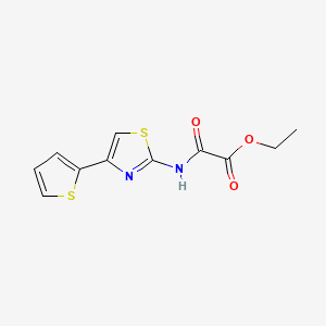 molecular formula C11H10N2O3S2 B12757411 Acetic acid, oxo((4-(2-thienyl)-2-thiazolyl)amino)-, ethyl ester CAS No. 83089-53-6