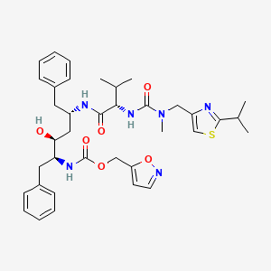 2,4,7,12-Tetraazatridecan-13-oic acid, 10-hydroxy-2-methyl-5-(1-methylethyl)-1-(2-(1-methylethyl)-4-thiazolyl)-3,6-dioxo-8,11-bis(phenylmethyl)-, 5-isoxazolylmethyl ester, (5S-(5R*,8R*,10R*,11R*))-