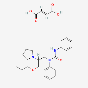 molecular formula C28H37N3O6 B12757430 N-(3-(2-Methylpropoxy)-2-(1-pyrrolidinyl)propyl)-N,N'-diphenylurea (E)-2-butenedioate CAS No. 86398-67-6