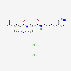 molecular formula C25H28Cl2N4O2 B12757449 11H-Pyrido(2,1-b)quinazoline-8-carboxamide, 2-(1-methylethyl)-11-oxo-N-(4-(4-pyridinyl)butyl)-, dihydrochloride CAS No. 88939-83-7