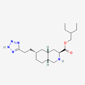 molecular formula C19H33N5O2 B12757469 3-Isoquinolinecarboxylic acid, decahydro-6-(2-(2H-tetrazol-5-yl)ethyl)-, 2-ethylbutyl ester, (3S,4aR,6R,8aR)- CAS No. 620113-98-6