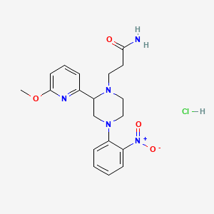 molecular formula C19H24ClN5O4 B12757475 4-(6-Methoxy-2-pyridinyl)-N-(2-nitrophenyl)-1-piperazinepropanamide, monohydrochloride CAS No. 104373-66-2