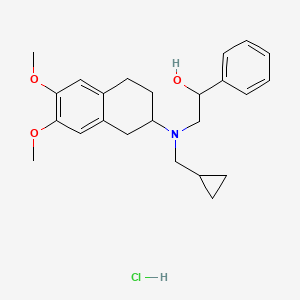 molecular formula C24H32ClNO3 B12757491 Benzenemethanol, alpha-(((cyclopropylmethyl)(1,2,3,4-tetrahydro-6,7-dimethoxy-2-naphthalenyl)amino)methyl)-, hydrochloride CAS No. 116680-67-2