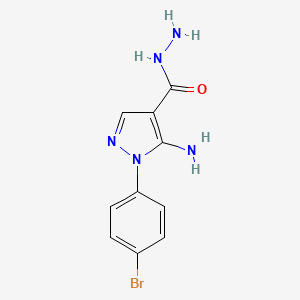 molecular formula C10H10BrN5O B1275752 5-Amino-1-(4-bromophenyl)-1H-pyrazole-4-carbohydrazide CAS No. 618070-68-1