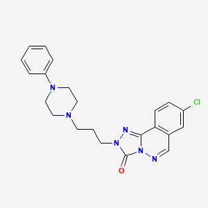 molecular formula C22H23ClN6O B12757545 1,2,4-Triazolo(3,4-a)phthalazin-3(2H)-one, 8-chloro-2-(3-(4-phenyl-1-piperazinyl)propyl)- CAS No. 124556-76-9