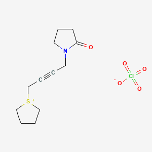 molecular formula C12H18ClNO5S B12757557 Thiophenium, tetrahydro-1-(4-(2-oxo-1-pyrrolidinyl)-2-butynyl)-, perchlorate CAS No. 110826-54-5