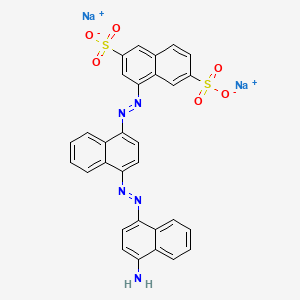 molecular formula C30H19N5Na2O6S2 B12757578 4-((4-((4-Amino-1-naphthyl)azo)-1-naphthyl)azo)naphthalene-2,6-disulphonic acid, sodium salt CAS No. 85283-74-5