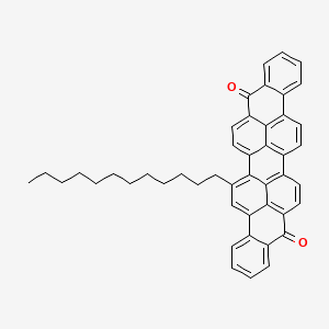 molecular formula C46H40O2 B12757610 18-Dodecylnonacyclo[18.10.2.22,5.03,16.04,13.06,11.017,31.021,26.028,32]tetratriaconta-1(31),2,4,6,8,10,13,15,17,19,21,23,25,28(32),29,33-hexadecaene-12,27-dione 