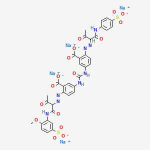 5-(((3-Carboxy-4-((1-((2-methoxy-5-sulphoanilino)carbonyl)-2-oxopropyl)azo)anilino)carbonyl)amino)-2-((2-oxo-1-((4-sulphoanilino)carbonyl)propyl)azo)benzoic acid, sodium salt