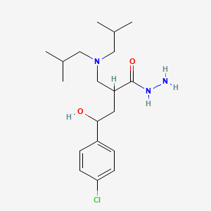 molecular formula C19H32ClN3O2 B12757668 alpha-((Bis(2-methylpropyl)amino)methyl)-4-chloro-gamma-hydroxybenzenebutanoic acid hydrazide CAS No. 124500-14-7