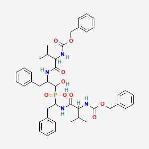 2,5,10,13-Tetraaza-7-phosphatetradecanedioic acid, 7,8-dihydroxy-3,12-bis(1-methylethyl)-4,11-dioxo-6,9-bis(phenylmethyl)-, bis(phenylmethyl) ester, 7-oxide