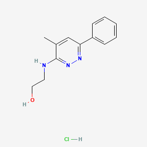 molecular formula C13H16ClN3O B12757676 Ethanol, 2-((4-methyl-6-phenyl-3-pyridazinyl)amino)-, hydrochloride CAS No. 86112-10-9