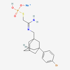 molecular formula C19H25BrN2NaO3PS B12757690 Monosodium salt of N-(3-(4-bromophenyl)adamant-1-ylmethyl)acetamidinothiophosphoric acid CAS No. 155622-19-8