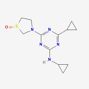 molecular formula C12H17N5OS B12757858 N,4-Dicyclopropyl-6-(3-thiazolidinyl)-1,3,5-triazin-2-amine S-oxide CAS No. 148312-62-3