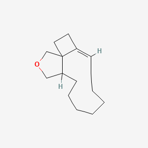 molecular formula C15H24O B12757879 4,5,7,8,9,10,11,12,13,13a-Decahydro-1H,3H-cyclobuta(1,11)cycloundeca(1,2-c)furan CAS No. 58946-24-0