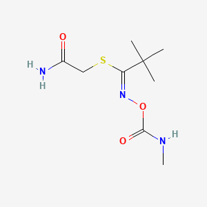 molecular formula C9H17N3O3S B12757890 2-Amino-2-oxoethyl 2,2-dimethyl-N-(((methylamino)carbonyl)oxy)propanimidothioate CAS No. 92065-91-3