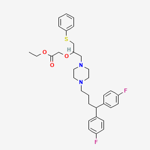 molecular formula C33H40F2N2O3S B12757947 1-(4,4-Bis(4-fluorophenyl)butyl)-4-(2-ethoxycarbonylmethoxy-3-phenylthiopropyl)piperazine CAS No. 143760-34-3