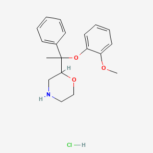 molecular formula C19H24ClNO3 B12757952 Morpholine, 2-(1-(2-methoxyphenoxy)-1-phenylethyl)-, hydrochloride CAS No. 93851-95-7