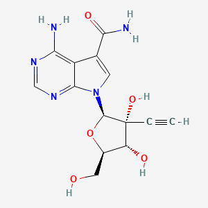 molecular formula C14H15N5O5 B12757954 2'-C-Acetylene-7-deaza-7-carbamoyladenosine CAS No. 1207518-62-4