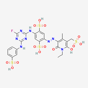 2-((1-Ethyl-1,6-dihydro-2-hydroxy-4-methyl-6-oxo-5-(sulphomethyl)-3-pyridyl)azo)-5-((4-fluoro-6-((3-sulphophenyl)amino)-1,3,5-triazin-2-yl)amino)benzene-1,4-disulphonic acid