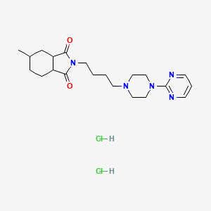 molecular formula C21H33Cl2N5O2 B12757989 1H-Isoindole-1,3(2H)-dione, hexahydro-5-methyl-2-(4-(4-(2-pyrimidinyl)-1-piperazinyl)butyl)-,dihydrochloride CAS No. 138274-18-7