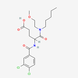 molecular formula C20H28Cl2N2O5 B12758013 (+-)-4-((3,4-Dichlorobenzoyl)amino)-5-((2-methoxyethyl)pentylamino)-5-oxopentanoic acid CAS No. 111106-14-0