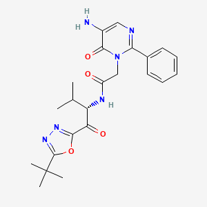 molecular formula C23H28N6O4 B12758046 Freselestat, (S)- CAS No. 208847-91-0