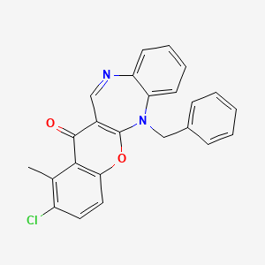 (1)Benzopyrano(2,3-b)(1,5)benzodiazepin-13(6H)-one, 2-chloro-1-methyl-6-(phenylmethyl)-