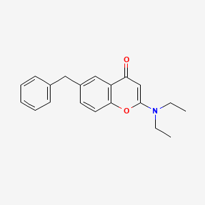 molecular formula C20H21NO2 B12758602 Chromone, 6-benzyl-2-(diethylamino)- CAS No. 83767-07-1