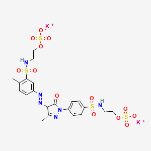 Dipotassium hydrogen 4-((4,5-dihydro-3-methyl-5-oxo-1-(4-(((2-(sulphonatooxy)ethyl)amino)sulphonyl)phenyl)-1H-pyrazol-4-yl)azo)-N-(2-(sulphonatooxy)ethyl)toluene-2-sulphonamidate