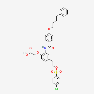 Acetic acid, (4-(2-(((4-chlorophenyl)sulfonyl)oxy)ethyl)-2-((4-(4-phenylbutoxy)benzoyl)amino)phenoxy)-