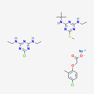 Acetic acid, (4-chloro-2-methylphenoxy)-, sodium salt, mixt. with 6-chloro-N,N'-diethyl-1,3,5-triazine-2,4-diamine and N-(1,1-dimethylethyl)-N'-ethyl-6-(methylthio)-1,3,5-triazine-2,4-diamine