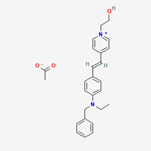 molecular formula C24H27N2O.C2H3O2<br>C26H30N2O3 B12760688 4-(2-(4-(Benzylmethyl(ethyl)amino)phenyl)vinyl)-1-(2-hydroxyethyl)pyridinium acetate CAS No. 83950-14-5