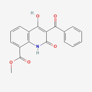 molecular formula C18H13NO5 B12760692 Methyl 3-benzoyl-1,2-dihydro-4-hydroxy-2-oxo-8-quinolinecarboxylate CAS No. 90181-98-9