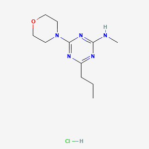 molecular formula C11H20ClN5O B12760752 1,3,5-Triazin-2-amine, N-methyl-4-(4-morpholinyl)-6-propyl-, monohydrochloride CAS No. 127375-16-0