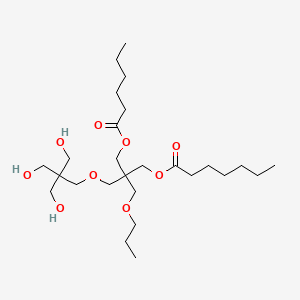 molecular formula C26H50O9 B12760826 [2-(Hexanoyloxymethyl)-2-[[3-hydroxy-2,2-bis(hydroxymethyl)propoxy]methyl]-3-propoxypropyl] heptanoate 